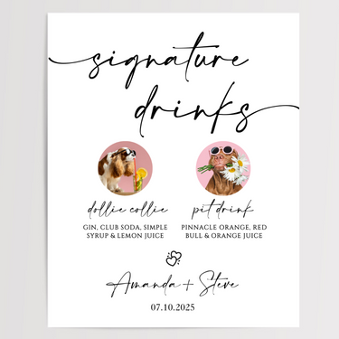 Signature Drinks Printed Wedding Signs